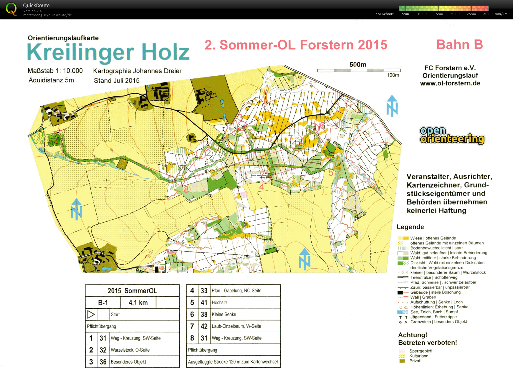 2. Sommer-OL Forstern 2015 - Bahn B (02/08/2015)