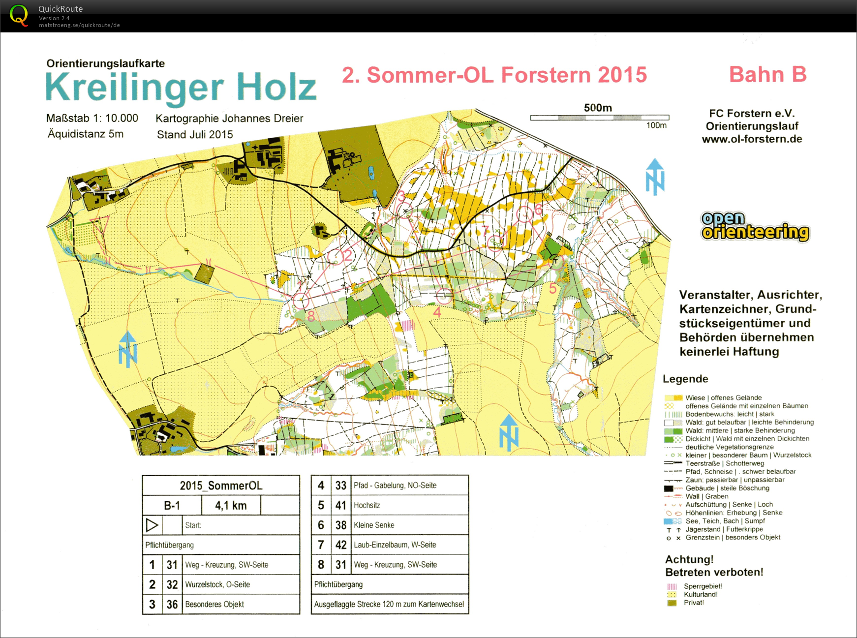 2. Sommer-OL Forstern 2015 - Bahn B (02/08/2015)