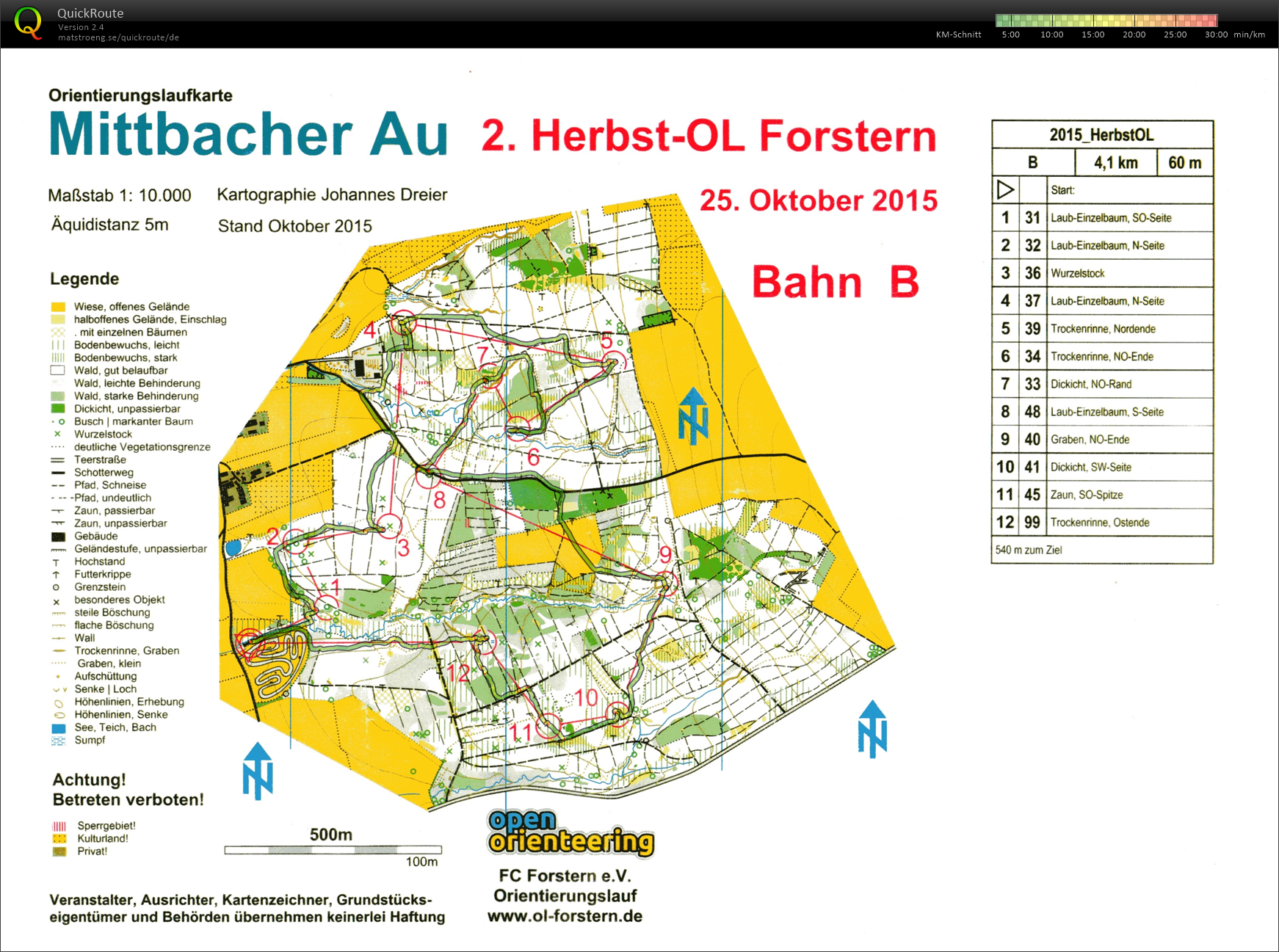 2. Herbst-OL Forstern 2015 - Bahn B (25/10/2015)
